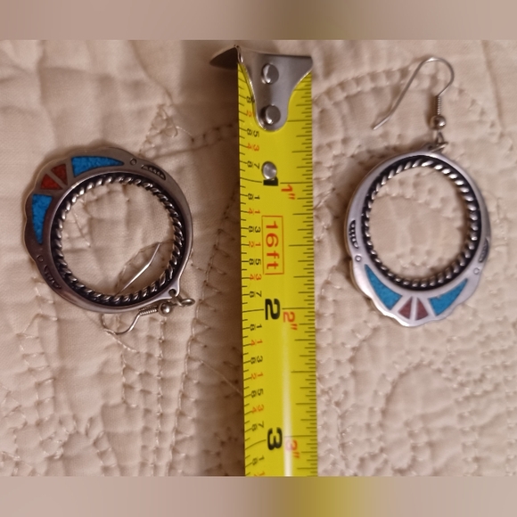 Western earrings silver turquoise - Picture 5 of 5